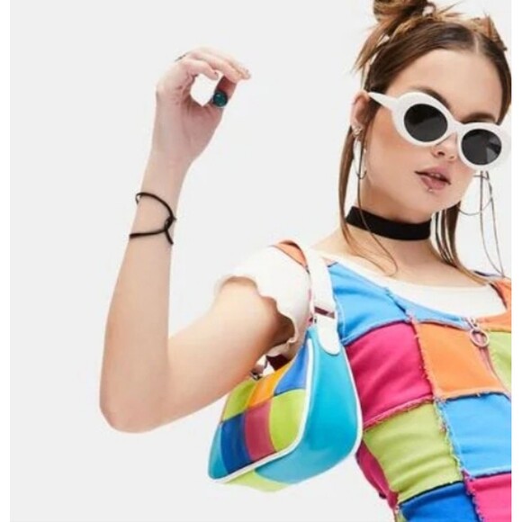 Delia’s patchwork shoulder bag 90s Y2k Nostalgia Colorful Indie - Picture 1 of 10